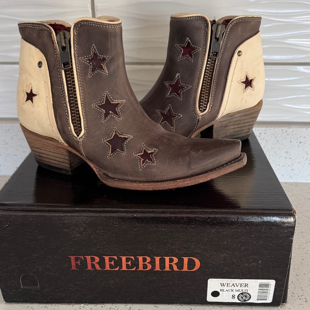 Freebird Brown and Cream Star Ankle Booties